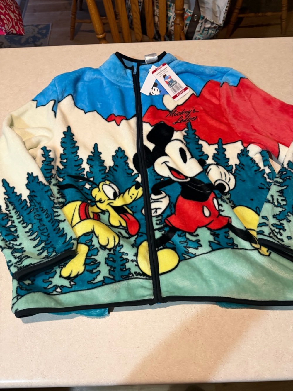 Disney Blue Red Black Cozy Fleece Jacket with Mickey Tag Women’s XL